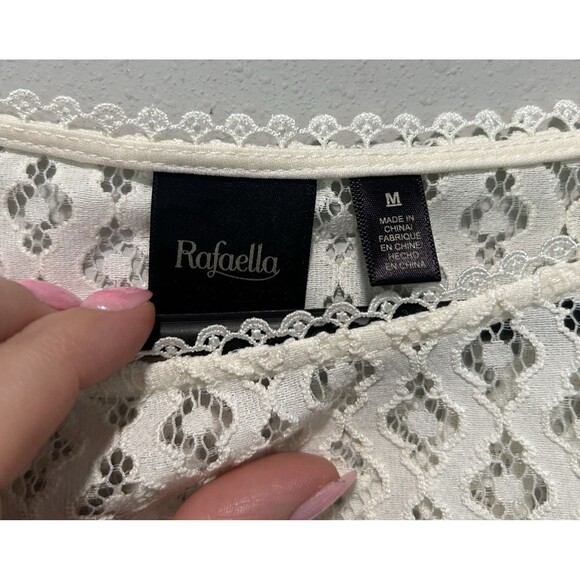 Rafaella Womens Top Medium Ivory Fairy Crochet Lined Boho Cottagecore Minimalist - Picture 4 of 10
